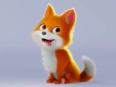 Cartoon Fox Dog Rigged 3D model