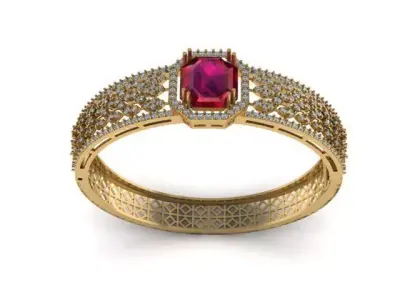Luxury Ruby Bracelet with Sparkling Diamonds 3D print model