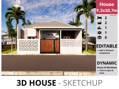 House 9x10m code 442- Sketchup 3D model 3D model 3D model