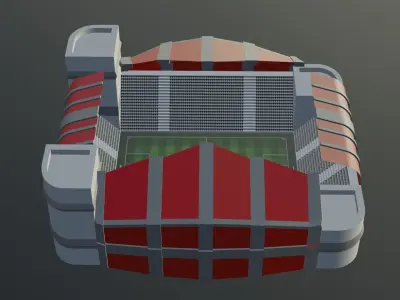 Football Stadium - Red Low-poly 3D model
