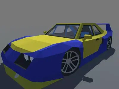 Muscle Touring Car with Interior MOBILE READY Low-poly 3D model