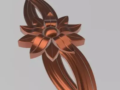 FLOWER 3 embroidery design - orange 3D model