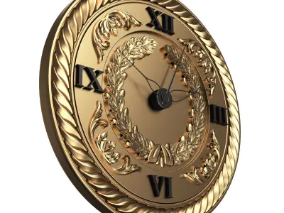Classic Wall Clock 06 Gold Low-poly 3D model
