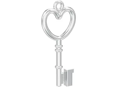 3d model simple decorative key pendant with heart  3D print model