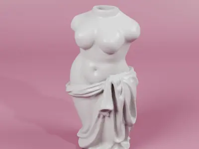 Chubby Female Body Vase for Flower - 3Dprint plant pot  3D print model