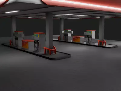 Red gas station 3D model