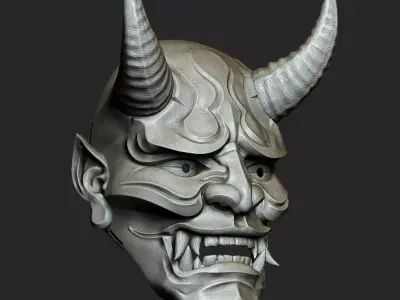 Traditional Japanese Hannya Mask  Oni Mask Samurai Mask  3D print model