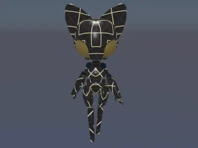 Sci-Fi Futuristic Cat Robot Model Rigged Animated  Low-poly 3D model