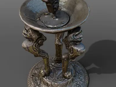 old lion candlestick  Low-poly 3D model