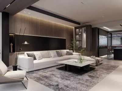 Modern living room dining room interior scenes 571 3D model