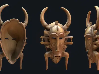 African mask 9 Low-poly 3D model