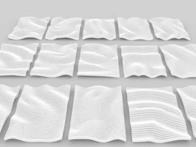 15 Wavy Futuristic Parametric Panels 3D model