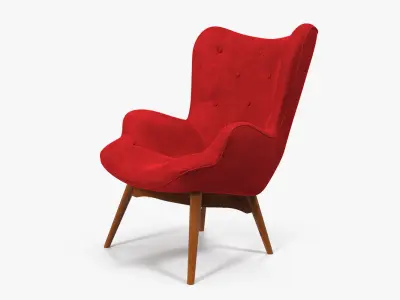 Red Velvet Lounge Chair 3D model