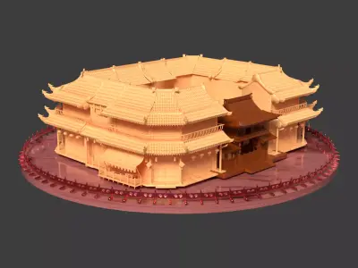 Chinese wooden ancient house 3D model