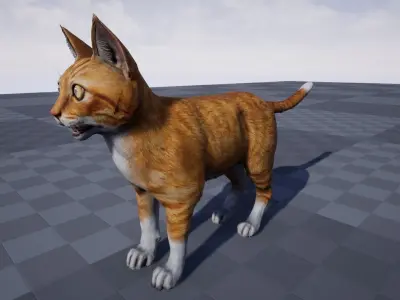 Cat - red color Low-poly 3D model