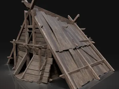 Viking Simple Hut Wooden House Cottage Medieval AAA Next Gen Free low-poly 3D model