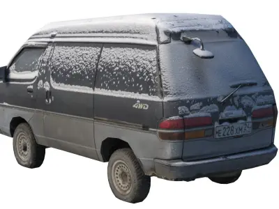 Old Toyota Town Ace under the snow Low-poly 3D model