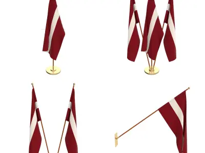 Latvia Flag Pack 3D model