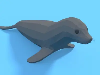 Low Poly Cartoon Seal Low-poly 3D model