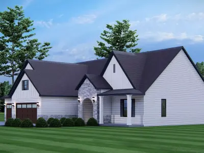 Modern Farmhouse Cozy Suburban Home 3D Model  3D model