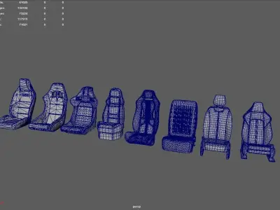 Car Seat Pack 03 Low-poly 3D model