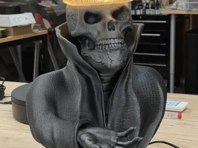 Skull with cloak and collar as a wall lamp  closed eyes 3D print model