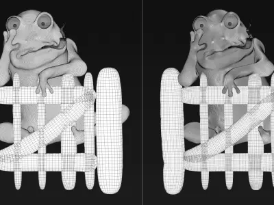Frog on a Fence 3D model