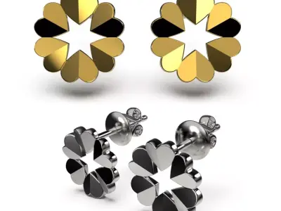 HEART Stud Earrings LOVE GIFT For Valentines Day 3D print model