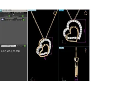 Women Heart Pendant 3DM STL OBJ FBX Render Details 3D print model