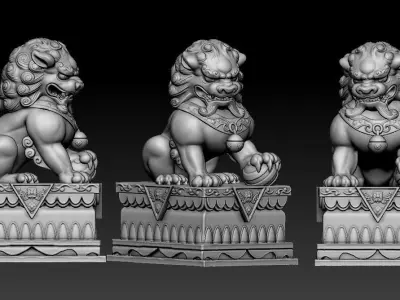 Chinese Lion Statue 3D model get