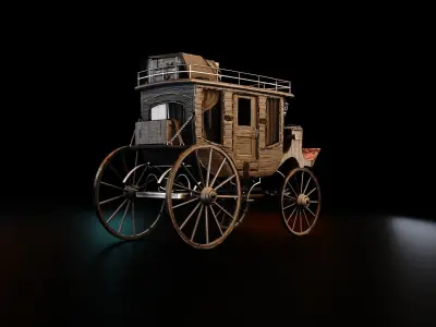 Bloodborne Style Stagecoach Low-poly 3D model