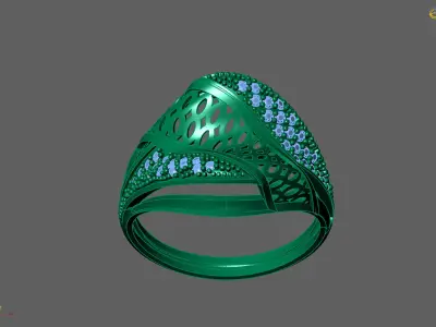 Women Ring With Stone Diamond Ready STL 3DM Models Womens Rings 3D print model 22