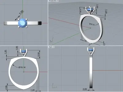 Engagement ring 3 sizes 3D print model