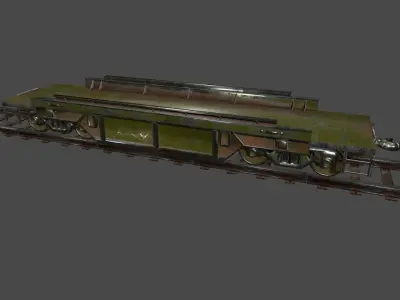 train car on tracks Low-poly 3D model