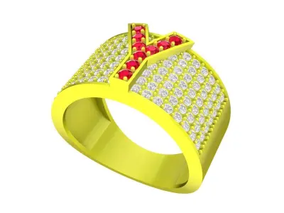 A6995 Y Letter Diamond Women Band Ring 3D Print 3D print model