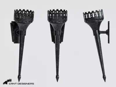 Medieval Wall Sconce Torch Low-poly 3D model