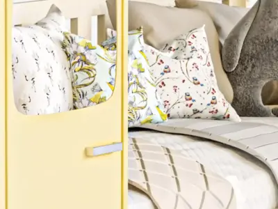 Baby cot car with toys pillow and blanket 3D model