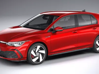 Volkswagen Golf GTI 5-door 2020 LowPoly Low-poly 3D model