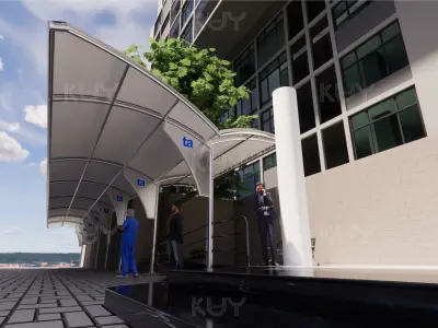 Roof structure for car parking and walkways 3D model