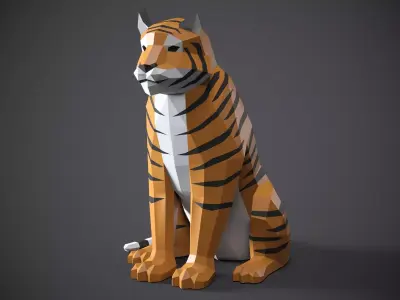 Tiger lowpoly stilyzed 3D model