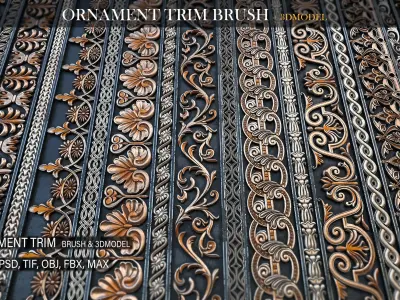 Trim Ornament Brush-vol01 Low-poly 3D model