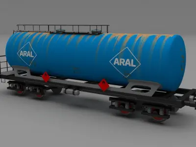 Aral rusty train tanker car 3D model