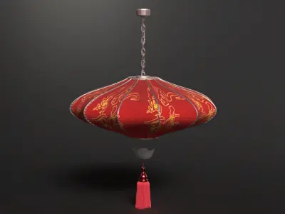 Chinese red lantern   Low-poly 3D model