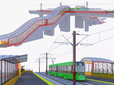 Stadler tram stop V 3D model