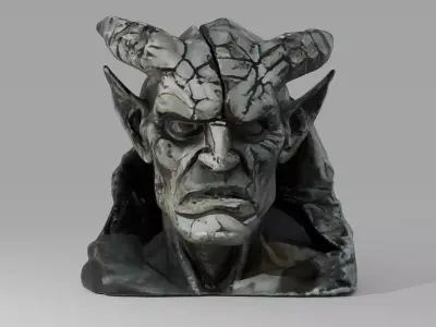 Demonic Stone Statue Pack 4 Cracked Ancient Idol Props PBR Low-poly 3D model