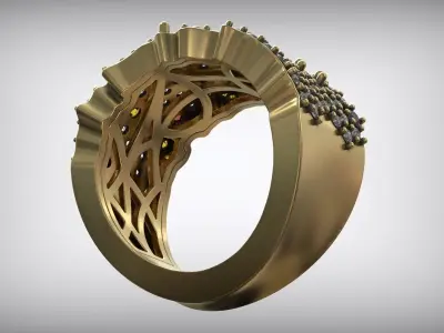 Colored Gemstone Luxury Diamond Ring 3D print model