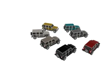 Jeep Wrangler 2017 -1943 poly - 7 Diffirent Colour Low-poly 3D model