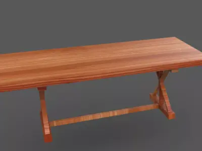  Wood Table Low-poly 3D model