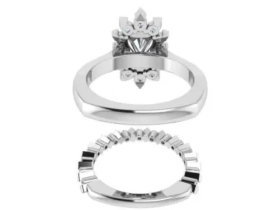 Oval Euro Shank Ring With Band 2632 3D print model