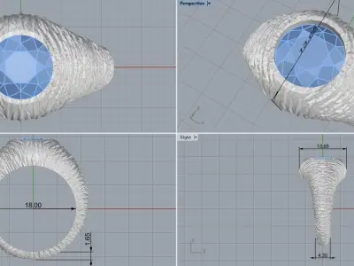 textured signet ring model 907  3D print model